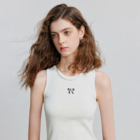 初语双曲针织修身背心女2025夏季蝴蝶结上衣小衫内搭外穿 米白色 S