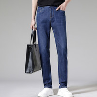 杉杉【弹力顺滑】牛仔裤男夏季薄款休闲商务透气舒适直筒高端长裤子男   175/82A()