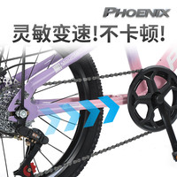 凤凰(PHOENIX)儿童自行车变速山地车中小6岁-10岁男女童车小孩脚踏单车 紫粉单速【一体轮/灵敏双碟刹】 20寸【135-155cm】