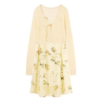 秋水伊人国风复古印花连衣裙2024秋季女针织小衫吊带裙两件套 花料 M