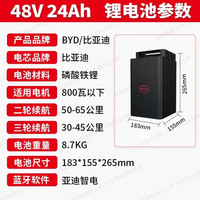 国家补贴：比亚迪 电动车锂电池48V24Ah BYD锂电池 雅迪爱玛台铃电池电瓶车电瓶