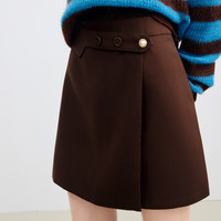 秋水伊人春夏高级感收腰半身裙女复古雪纺不规则搭配通勤包臀半裙 咖啡色 L