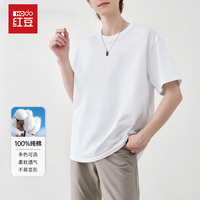 红豆短袖男2025夏季重磅纯棉男士t恤圆领打底衫上衣夏装 白色 L