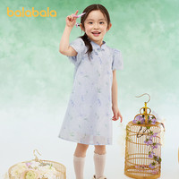 巴拉巴拉女童连衣裙2025儿童裙子夏精致立领国风连衣裙新中式 绿色调00344
