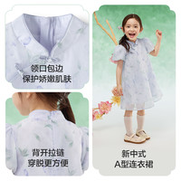 巴拉巴拉女童连衣裙2025儿童裙子夏精致立领国风连衣裙新中式 绿色调00344