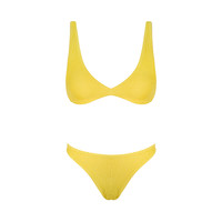 OceanMystery黄色性感三角比基尼女无钢圈聚拢尾波冲浪分体泳衣女