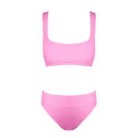 oceanmystery高腰显瘦冲浪运动泳衣女裸感包臀小胸比基尼 L