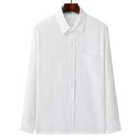 爸爸装 春秋中老年长袖衬衫男爸爸装男士白色衬衫大码宽松简约老人衬衣 蓝灰色 165/39