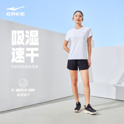 鸿星尔克 运动套装女夏季女士速干衣羽毛球跑步运动服短袖t恤短裤