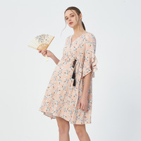 快乐屋 Happy House 孕妇国潮仙鹤印花可哺乳连衣裙2025新款夏装孕妇裙高端孕装