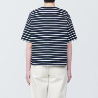 无印良品（無印良品 MUJI）女式 条纹 圆领短袖T恤 上衣打底衫女款内搭女装女士 4S