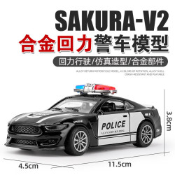 喜梦客 合金警车模型儿童回力玩具车仿真小汽车