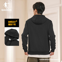 乔丹QIAODAN卫衣男外套春秋季连帽套头运动休闲上衣长袖t恤男 黑色 【常规】 3XL