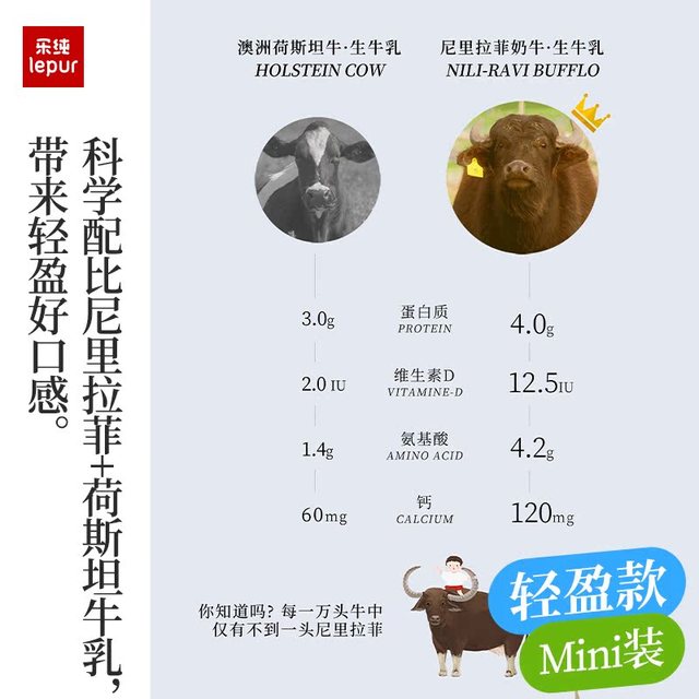乐纯 万里挑一迷你水牛牛奶 125ml*9盒*5箱