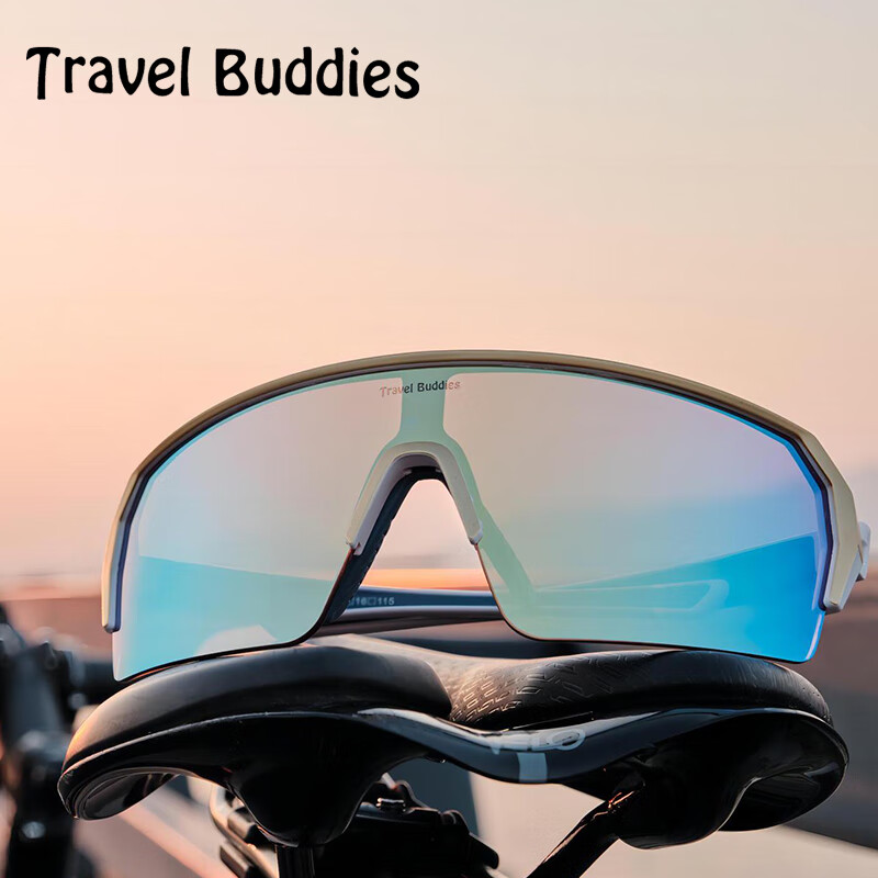 travel buddies美国骑行眼镜防雾自行车运动户外徒步太阳镜防风半框日用护目镜 黄蓝框/黄绿镀膜-内防雾外加强