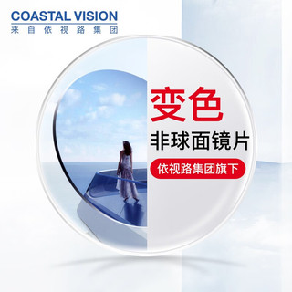  Coastal Vision/镜宴 防蓝光 变色非球面镜片 金属全框眼镜架  1.60防蓝光超发水膜层变灰色现片 粉金色