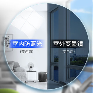  Coastal Vision/镜宴 防蓝光 变色非球面镜片 金属全框眼镜架  1.60防蓝光超发水膜层变灰色现片 粉金色