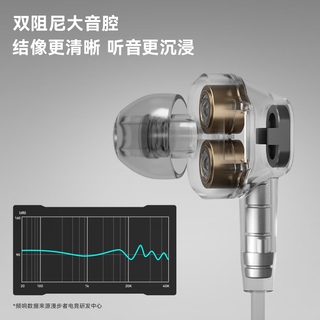 漫步者 双擎 Type-C接口 双动圈 HiFi音质 黑红色 有线耳机