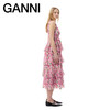 【甄选】GANNI女装 花卉印花荷叶边吊带蛋糕裙连衣裙F7636393 甜蜜梅 44