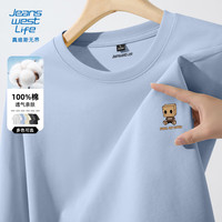 JEANSWEST LIFE 真维斯纯棉短袖t恤男潮牌宽松五分袖T 3XL  冰川蓝 /JZS纸盒玩偶