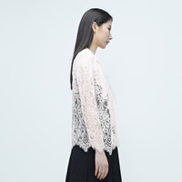 S.DEER圣迪奥女装平驳领蕾丝钩花外套S20282204 白色/90 M 165