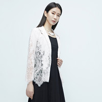 S.DEER 女装平驳领蕾丝钩花外套S20282204 白色/90 M 165