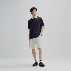 太平鸟 男装POLO衫休闲夏刺绣polo衫休闲 紫色 L  紫色（宽松）