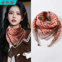 圣纺源 女士时尚棉麻围巾磁扣礼盒装