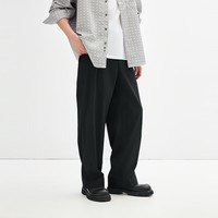 太平鸟男装休闲裤夏直筒长裤潮牌男士商务简约质感职场通勤 黑色第一批（直筒） 2XL
