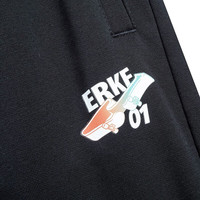 鸿星尔克童装男童裤子秋季舒适长裤中大童儿童运动裤男女同款 正黑 140