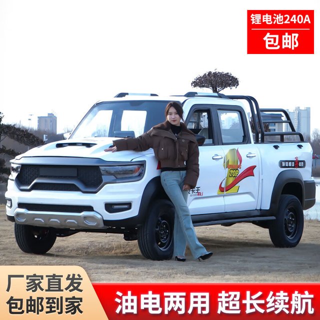 极车途2024新款电动皮卡四轮车新能源家用成人低速代步汽车 锂电款升级款72V200A锂电池续航300里