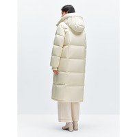 太平鸟女装羽绒服连帽泡芙冬保暖面包服外套 米白色2长款 S