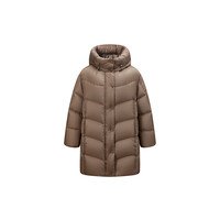 太平鸟女装羽绒服连帽泡芙冬保暖面包服外套 咖色中长款 XS