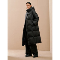 太平鸟女装羽绒服连帽泡芙冬保暖面包服外套 黑色2长款 S