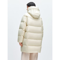 太平鸟女装羽绒服连帽泡芙冬保暖面包服外套 米白色1中长款 L