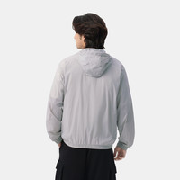 Gap男装2025夏季印花大logo防晒轻薄凉感抽绳连帽外套730837 灰色 L (175/96A) 亚洲尺码