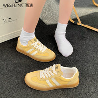 西遇平底德训鞋女2025夏季百搭休闲多巴胺蓝色软底板鞋小白鞋 黄色 (15天) 38 (240)