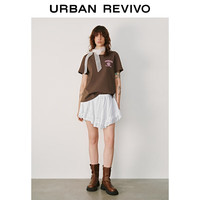 URBAN REVIVO 撞色刺绣串珠 女士短袖T恤