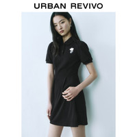 UR2025春季新款女装立体花朵收腰Polo领短袖连衣裙UYY750054