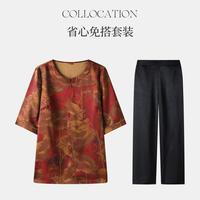 【喜婆婆套装】夏季减龄透气凉爽短袖+休闲裤中老年女装装