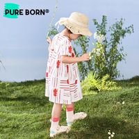 博睿恩女宝宝连衣裙夏季几何印花淑女童气质透气连衣裙