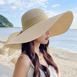 草帽女遮阳帽大帽檐遮阳帽沙滩海边度假太阳帽可折叠帽子