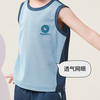 MQDMINI童装儿童套装男童短袖短裤两件套中小童运动服夏装宝宝 双面网眼套装蓝色 100
