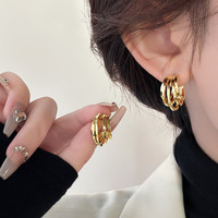 伊灿日韩轻奢金属冷淡风耳环女小众设计感耳钉2025年高级耳饰 日韩轻奢金属冷淡风耳环