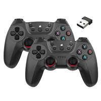 AIRWORLD2.4G双打无线游戏手柄 USB接收器一拖二双人手柄 兼容TV电视电脑 钢铁灰（两只装）