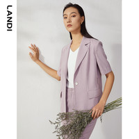 LANDI蓝地夏季浅紫色短袖西装外套女通勤小西服上衣
