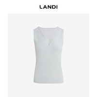 LANDI肌理感网纱拼接V领针织背心女吊带2025夏