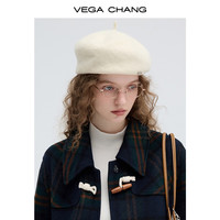VEGA CHANG【70%绵羊毛】贝雷帽女2024年秋冬休闲百搭韩系画家帽 醇黑色 均码