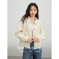 熙世界sllsky小香风休闲短款外套女小个子百搭翻领夹克上衣2025春装 宝蓝色 M