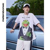 美特斯邦威T恤男夏季潮流男女款合集印花宽松短袖上衣-不参与买免 Q款-亮白色 *中性 M 男款(170)女款(160）